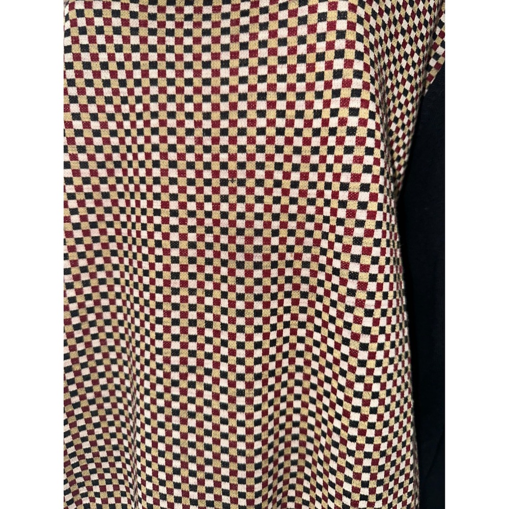 Messagerie Womens V Neck Sweater 100% Merino Wool Long Sleeve‎ Checkered - Picture 2 of 7